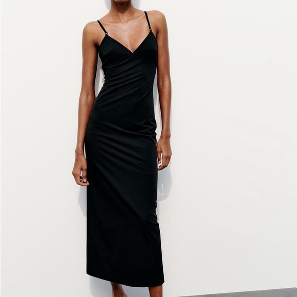 ZARA STRETCH MIDI DRESS - Picture 7 of 11